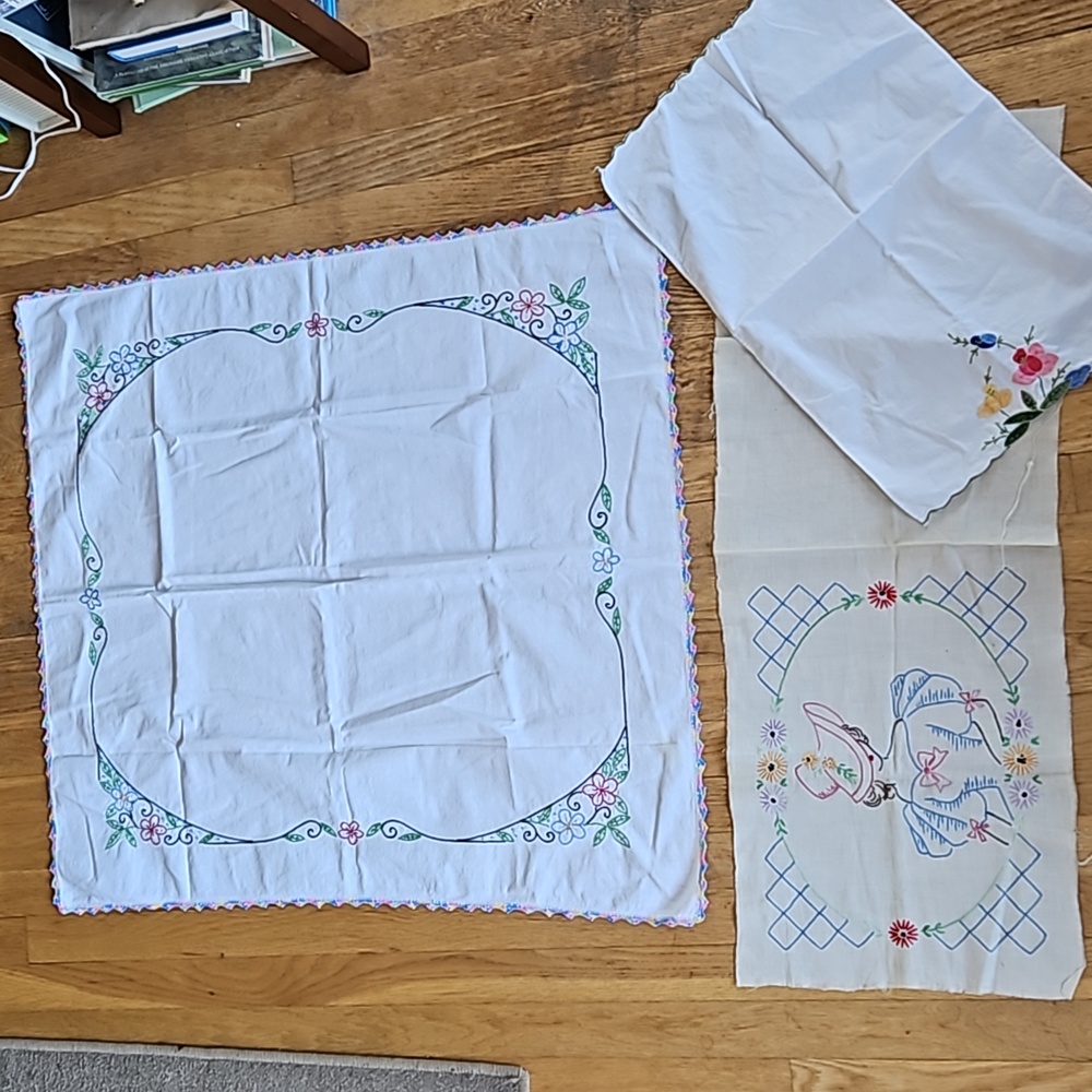 Vintage handmade applique linens